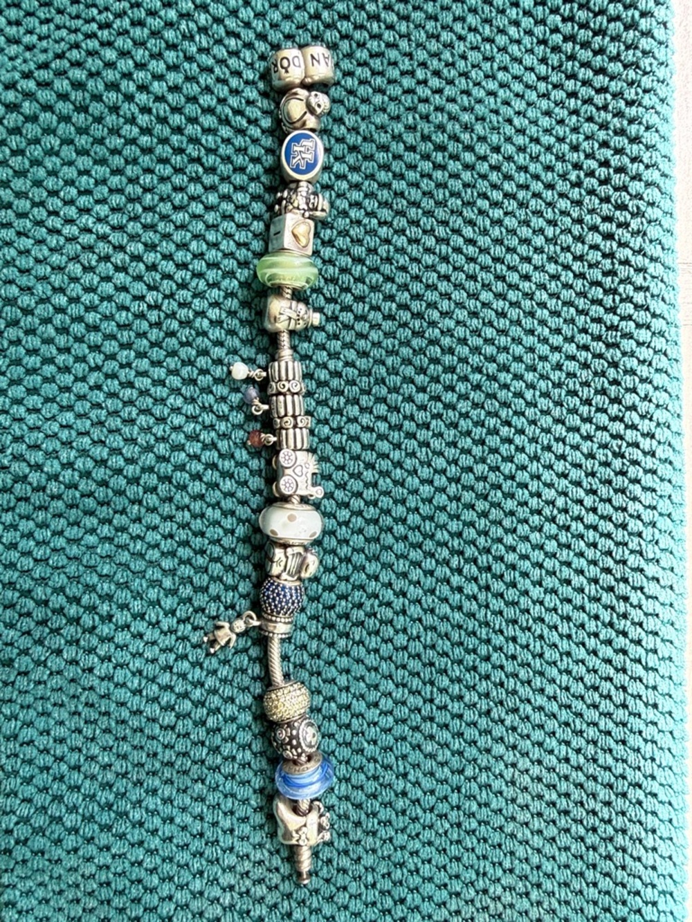 Pandora Silver Bracelet with 20 various Pandora charms